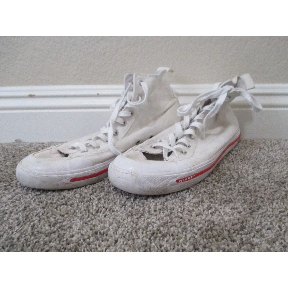 Diesel Mens Canvas High Top Sneakers Mens 12 White